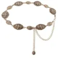 Vintage metalen kruis ketting riem retro zilveren legering taille accessoire jurk. - Antiek Goud Ovaal Kruis Tailleketting