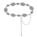 Silberne Metall Taillenkette für Damen, schicker hohler geschnitzter Gürtel Detail. - Runde Ovale Taillenkette / Antiksilber