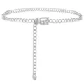 Cinturón de cadena de metal plateado para mujer, accesorio de cintura ajustable con hebilla. - Cadena de Cintura de Enlaces Dorada