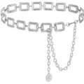 Ceinture chaine en metal argente pour femme, chaine de taille elegante et bijou de corps. - Chaîne de Taille Carrée Creuse Argentée