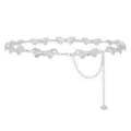 Chaîne de taille papillon en métal argenté, détail de breloque florale, accessoire de robe. - Chaîne de taille à nœud papillon / Argent