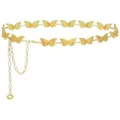Vue détail de chaîne de taille papillon en métal doré, accessoire élégant pour robe. - Chaîne de Taille Papillon / Or
