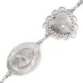 Detail zilverkleurige metalen tailleketting met bewerkte hart hangers in retro stijl. - Zilveren Ovale Taillenkette