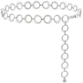 Cintura a catena in metallo argentato da donna, elegante accessorio per vita. - Catena da Vita con Anello Argento