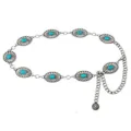 Chaîne de taille métal bohème vintage avec détails turquoise, variante de ceinture. - Chaîne de Taille Turquoise / Argent