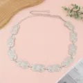 Chaîne de taille en métal argenté vintage pour femme, ceinture élégante à maillons ronds. - Disque Chapeau de Paille / Argent