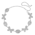 Detail de la chaine de taille en metal argente avec papillons et medaillons ovales. - Chaîne de Taille Papillon / Argent