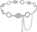 Silberne Metall Taillenkette Detail, filigrane gravierte Glieder, verstellbarer Guertel. - Ovaler Ring Taillenkette / Silber