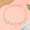 Femme ceinture chaîne métal argentée avec pendentifs Éтоile de mer style plage ocean - Chaîne de Taille Étoile de Mer / Argent