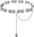 Catena da vita in metallo argentato vintage con eleganti maglie a farfalla e nappa. - Catena da vita a fiocco / Argento