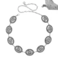 Ceinture chaîne en métal argenté avec médaillons ovales, accessoire de taille bohème vintage. - Chaîne de Taille à Disque / Argent