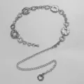 Silver metal waist chain for women bohemian style chain belt adjustable body jewelry chic - Hollow Oval Waist Chain / Silver