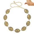 Détails de ceinture chaîne métal doré avec médaillons ovales animaux en relief et longueur réglable. - Chaîne de Taille à Disque / Or