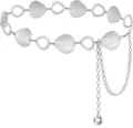Détail de ceinture chaîne en métal argenté, élégant accessoire de taille pour robes. - Chaîne de Taille Ovale / Argent