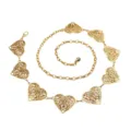 gold metal waist chain detailed with hollow heart butterfly charms for dresses jeans - Gold Heart Waist Chain