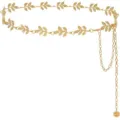Chaîne de taille en métal doré pour femmes, ceinture décorative élégante pour robes. - Chaîne de Taille Feuille de Branche Or