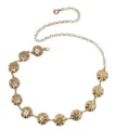 Vintage gold-plated metal disc waist chain, textured round pendants and adjustable clasp. - Disc Floral Waist Chain / Gold