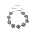 Gedetailleerd overzicht van vintage zilveren kruis ketting riem met turquoise stenen, boho. - Kruis Turquoise Tailleketting / Zilver