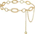 Ceinture chaîne en métal doré pour femme, avec maillons ronds et ovales géométriques. - Chaîne de Taille à Anneau Ovale Doré