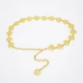 Gold metal chain belt with hollow camellia flower design, delicate detail view for dresses. - Hollow Flower / Gold