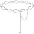 Silver metal waist chain for women, chic irregular geometric links decorative dress belt. - Abstract Waist Chain / Silver