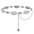 Vintage zilveren gesneden legering taille ketting riem etnische stijl rok accessoire - Zilveren Ovale Taillenkette