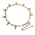 Vintage gold waist chain featuring bull skull charms and turquoise for women's dresses. - Bull Head Waist Chain / Gold