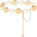 Gold metal waist chain detail showing teardrop and round links, perfect dress accessory. - Oval Egg Waist Chain / Gold