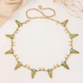Chaine de taille en metal dore boheme vintage avec des details de crane de taureau chic - Style Tête de Taureau Turquoise / Or