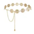 Gold metal disc chain belt detail closeup showcasing textured circular links and drape chain. - 12 Disks Waist Chain / Gold