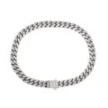 Pulsera de cadena cubana estilo europeo americano de acero inoxidable circonita hip hop - 16cm / Color Acero (Strass Rosa y Blanco)