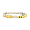Silver tone stainless steel square yellow cubic zirconia tennis bracelet for women. - 5MM Steel Color Square Yellow