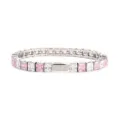 Bracelet tennis en acier inoxydable zircon rose et blanc chaine de cristal carree bijoux - Couleur Acier 5MM Carré 1 Blanc + 1 Rose