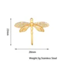 Stainless Steel Gold Dragonfly Pendant Rhinestone DIY Jewelry Accessory 22x28mm 3g - Dragonfly / Gold
