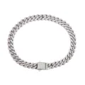 Cuban link chain bracelet pink white zircon stainless steel hip hop fashion jewelry - 16cm / Steel Color (Pink & White Rhinestone)