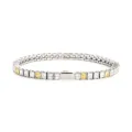 Stainless steel tennis bracelet with sparkling square zirconia stones for daily wear. - 16cm / 3MM Steel Color Square 3 White + 1 Yellow