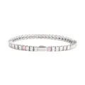 Silver stainless steel pink and white square zircon tennis bracelet for women and men fashion - 16cm / 3MM Steel Color Square 3 White + 1 Pink