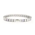 Stainless steel tennis bracelet with sparkling white and purple square cut cubic zirconia stones. - 16cm / 4MM Steel Color Square 3 White + 1 Light Purple