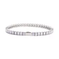 Stainless steel purple square cubic zirconia tennis bracelet hip hop jewelry detail view - 16cm / 3MM Steel Color Square Light Purple
