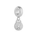 Silver padlock dangle charm with sparkling zirconia stones, compatible with European bracelets. - Lock / Steel