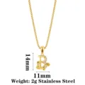 Vintage Gothic Letter B Zircon Pendant Necklace Stainless Steel Hip Hop Streetwear Jewelry - Letter B / Gold
