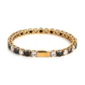 Stainless steel tennis bracelet with round black and white zirconia stones for men and women. - 16cm / 5MM Gold Color Round 1 White Zirconia + 1 Black Zirconia