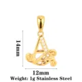 Gold stainless steel letter A pendant with sparkling zircon stones, elegant DIY jewelry accessory. - Letter A / Gold