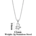 Silver stainless steel letter B pendant necklace with sparkling cubic zirconia crystals. - Letter B / Steel