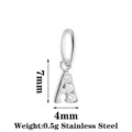 Stainless steel letter A cubic zirconia pendant DIY necklace jewelry accessories size 7x4mm - Letter A / Steel