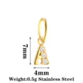 Stainless steel letter A pendant with cubic zirconia, DIY jewelry accessory charm. - Letter A / Gold