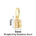 Gold stainless steel letter B zircon pendant charm for DIY necklace jewelry making. - Letter B / Gold