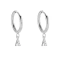 Stainless steel letter A hoop earrings, minimalist silver tone dangle earrings for women. - Letter A / Steel