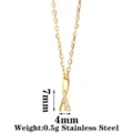 Stainless steel initial letter A pendant necklace with sparkling zirconia, dainty design. - Letter A / Gold