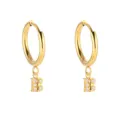 Elegant gold hoop earrings featuring a sparkling crystal-inlaid letter B pendant for women. - Letter B / Gold